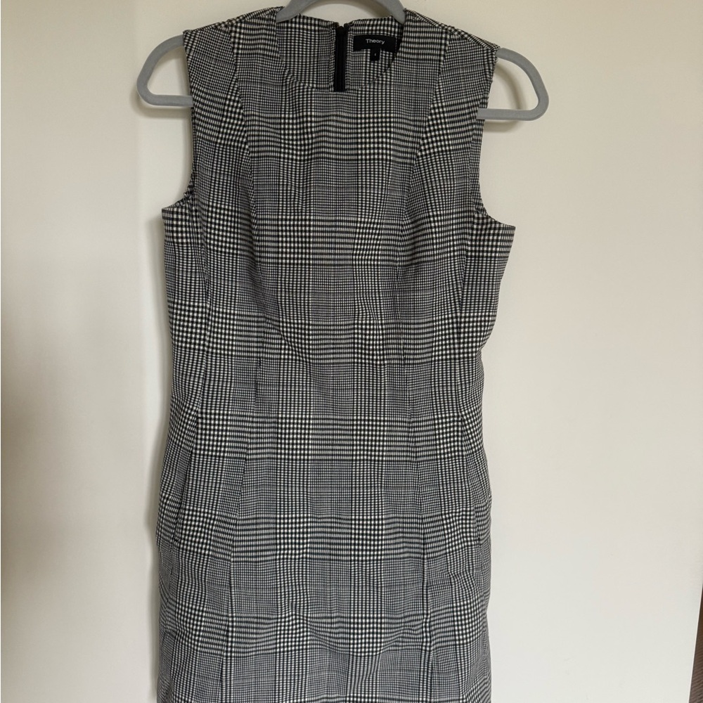 Theory Black and White Checkered Midi Dress